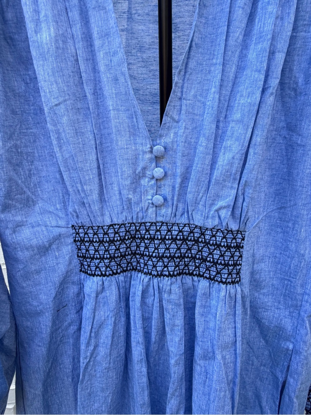 Tuckernuck Aubrey Chambray Linen Blend Smocked Maxi Dress Small NWOT - Picture 11 of 17